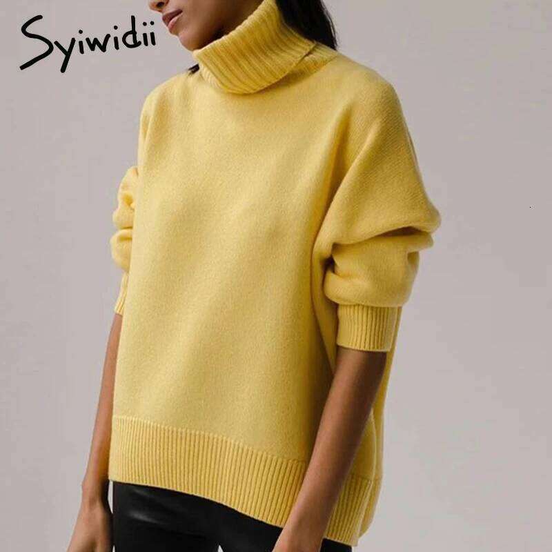 Syiwidii Fashion Sweater Women Turtleneck Long Sleeve Knitted Jumpers Autumn Winter Elegant Female High Street Pullovers MDNG