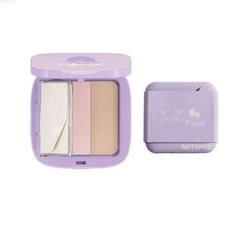 ART3M1S Pressed powder, oil-absorbing paper, powder puff, three-in-one kit, makeup setting, concealer, brightening X250717