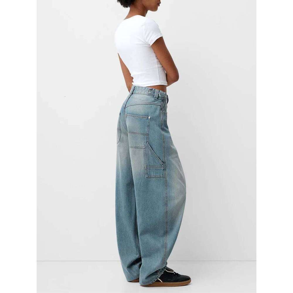Women Wide Leg Denim Pants Casual Loose Vintage Distressed Jeans Trousers with Pockets for Work Office Streetwear Punk Hip Hop