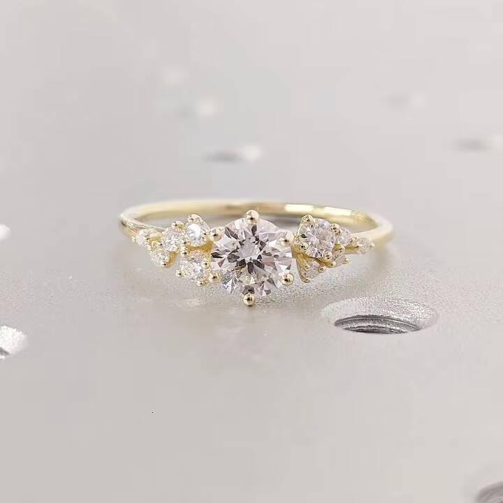 Elisa Wholesale Celebrates Love with VVS Moissanite Diamond Engagement Wedding Rings in 10K 14K 18K Solid Yellow Gold