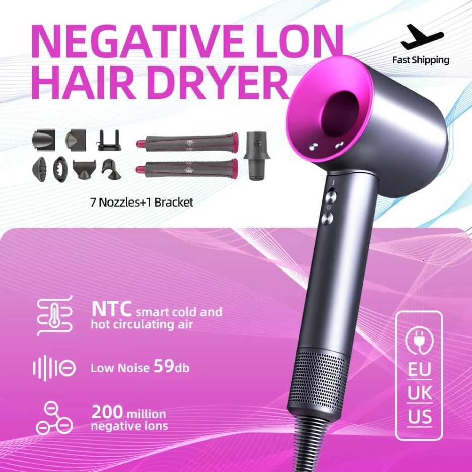 1.8m Professional Leafless Hair Dryer Electric Hair Dryer High Speed 1600W Negative 200 Million Anion Blow Dryer Silent Hair Dryer W250718