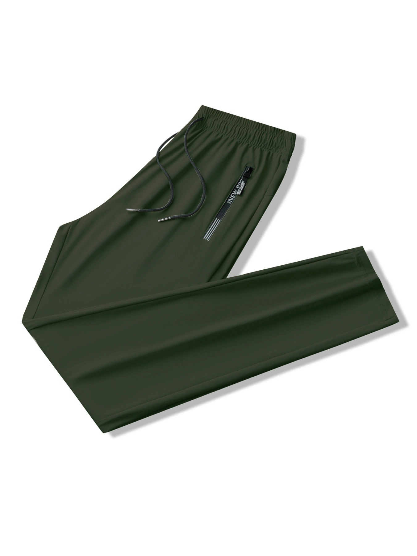 Sports Pants Summer Nylon Pants Men Thin Breathable Fashion Plus Size XXL Casual Stretch Quick-Drying Elastic Waist Trousers Green Flat Feet Bottoms