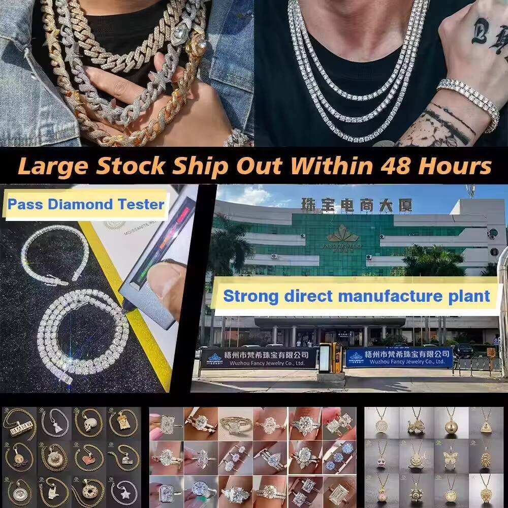 Cheapest Price Hip Hop 925 Sterling Silver 2mm 3mm 4mm 5mm 6.5mm VVS Moissanite Diamond Necklace Moissanite Tennis Chain