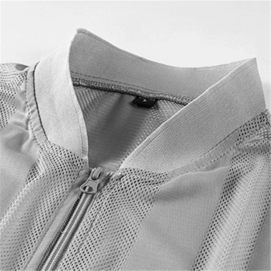 Summer Mens Mesh Fishing Vest Multi-pocket Outdoor Work Sleeveless Jacket Men Quick-drying Stripe Clothes Zipper Hiking Vest 250717