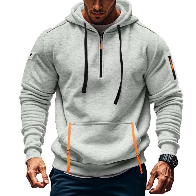 European Size Hoodie With Zipper And Multiple Pockets Pullover Men's Sports Casual Jacket S-5Xl B5