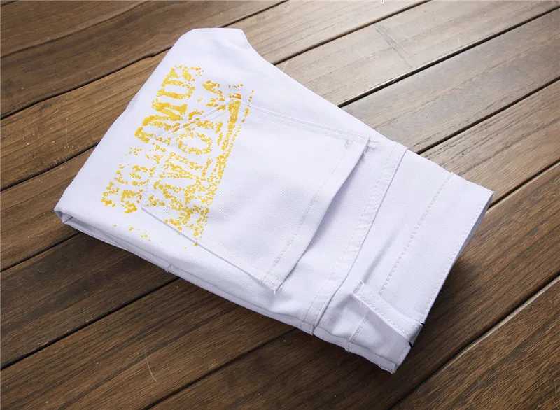 High Street Fashion Mens Jeans Night Club Black White Color Personal Designer Printed Jeans Men Punk Pants Skinny Hip Hop Jeans X250718