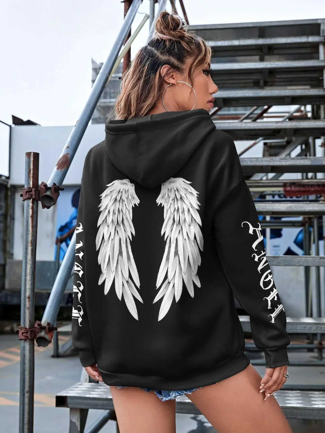 Beautiful Angel Wings Printed Hoodies Women Warm Comfortable Casual Hoodie Fashion Classic Hoody Loose Original Basic Clothes XJ250717