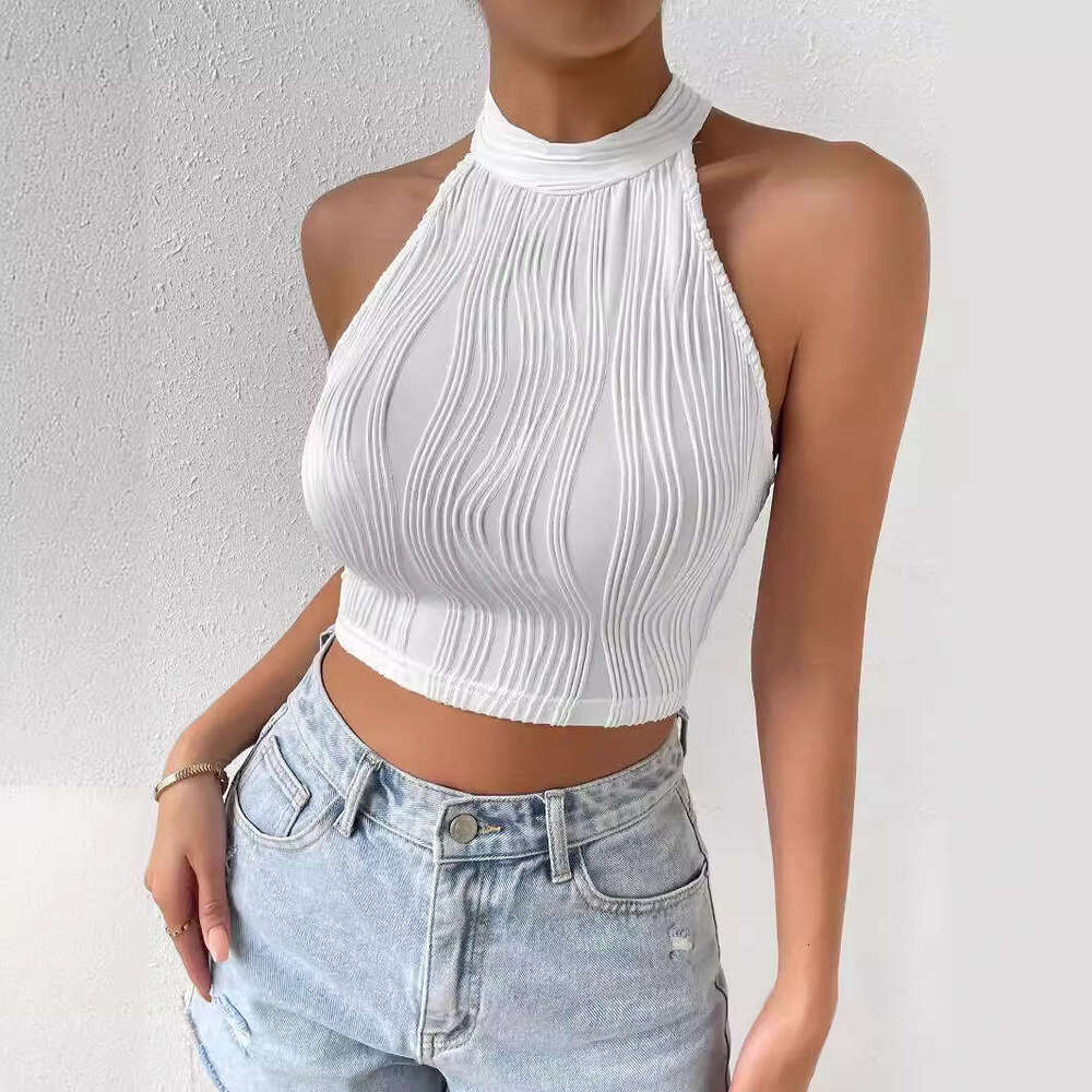 Summer New Style Elegant Halter Neck Tank Slim Fit Crop Tight-Fitting Slimming Short Top B5