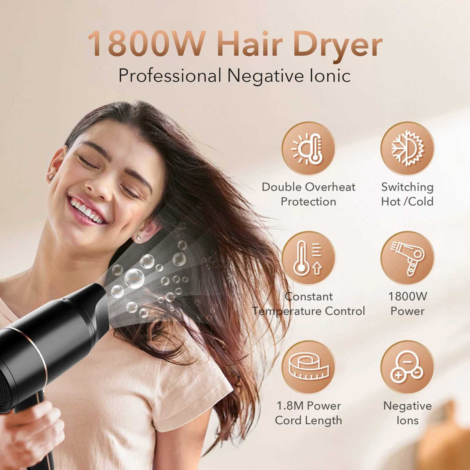 Sejoy 1800W Electric Hair Dryer 110v Hair Dryer Personal Hair Care Styling Negative Ion Tool Constant Anion Hair Dryers W250718