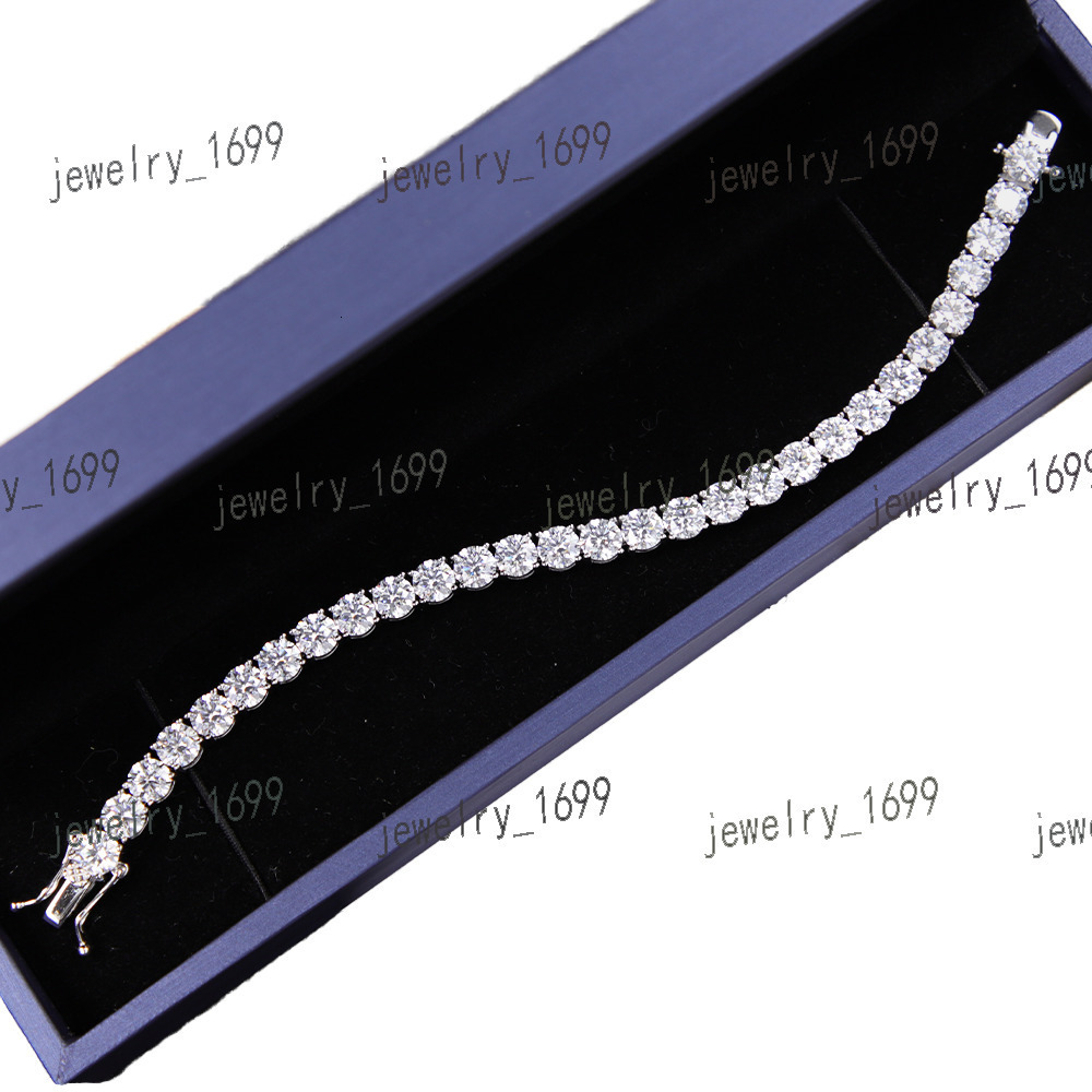 6.5mm Tennis Chain White Gold Plated 925 Sterling Silver VVS Diamond Moissanite 5mm Tennis Bracelet