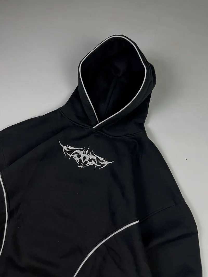 Y2k Men fashionable loose hoodie with trendy European American pattern embroidery High Street Harajuku punk casual hoodie X250718