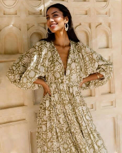 Unique Artistic Style Rayon Floral Fashion Print Dress B5