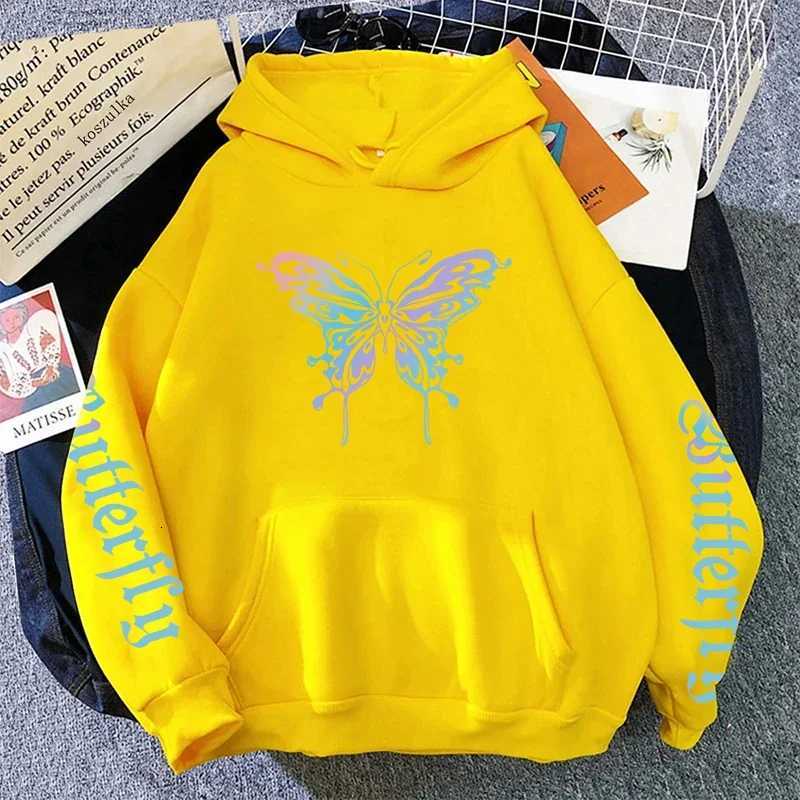 2025 New Arrival Woman Butterfly Printed Hoodie All Season Daily Casual Fashion Hooded Sweatshirts for Home and Outdoor Comfort Pullover XJ250717