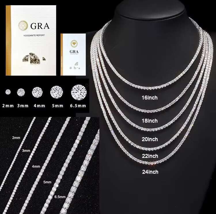 Mens Wholesale High-Quality Sierran Style 2MM TO 5MM MISSIONITE Stones NECKLACES CHAIN JEWELRY Set