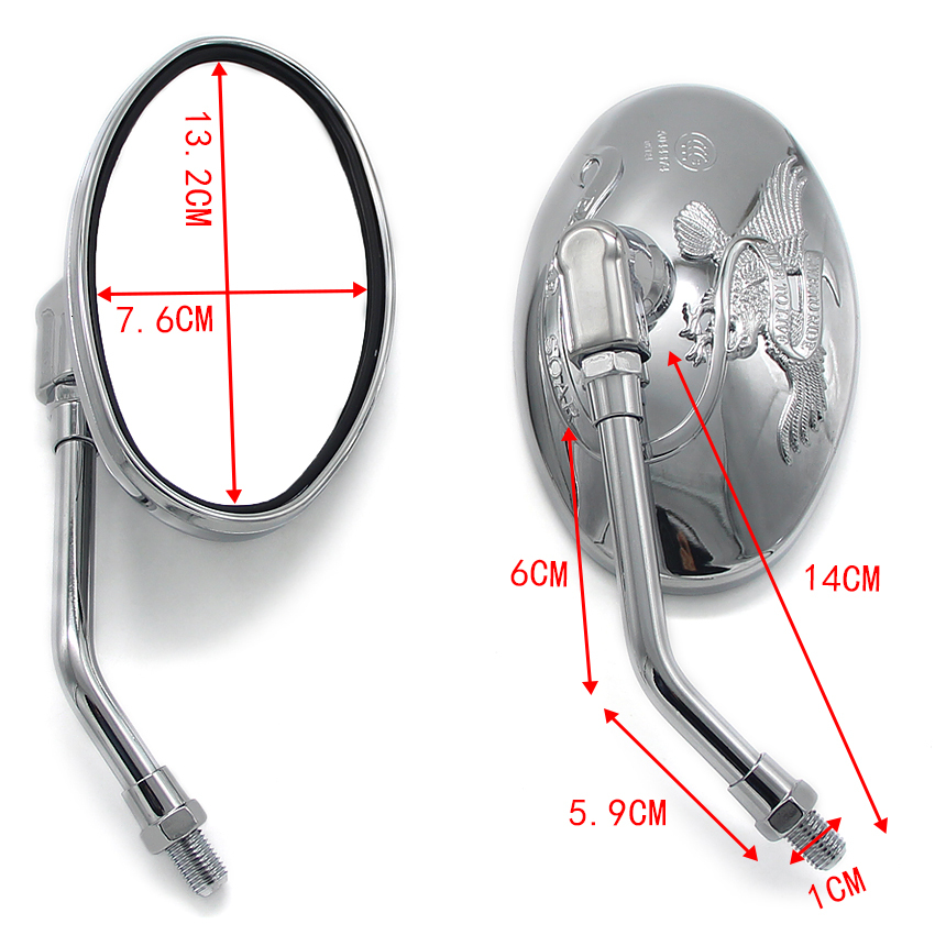 1 pair of motorcycle rearview mirrors for Honda STEED400 VT400 VT500 VT600 VT700 VT750 VT800 Shadow 400 500 600 700 750 800