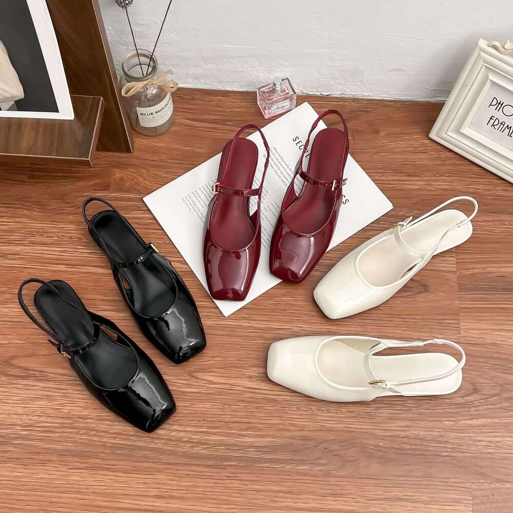 2025 Spring New Style Backless Closed-Toe Sandals for Women Designer French Square-Toe Low-Heel Comfortable Women's Shoes