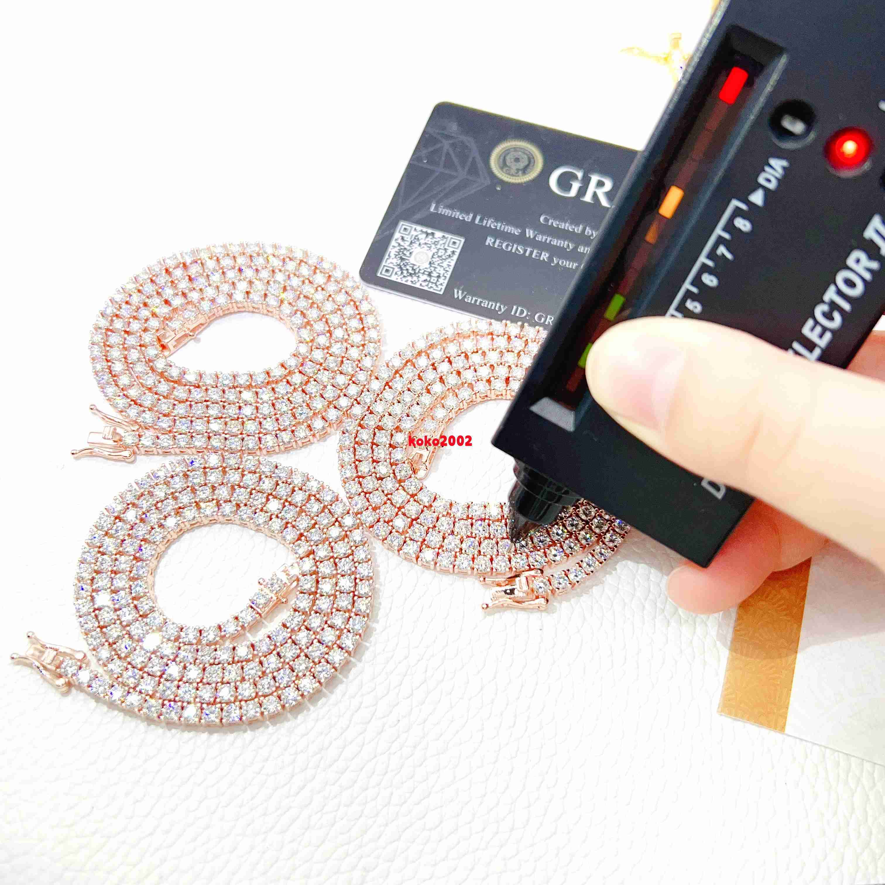 Pass Diamond Tester Iced Out 925 Sterling Silver Gold Gra Certified VVS Moissanite Tennis Chain