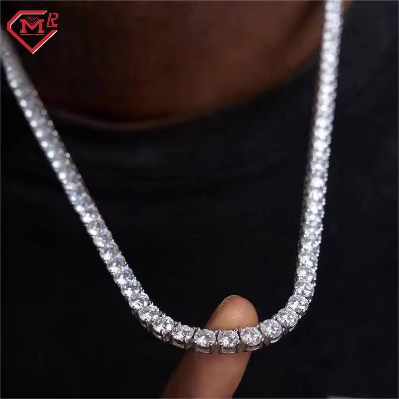 Hiphop 6mm Moissanite Tennis Chain D Vvs Diamond 925 Silver Moissanite Tennis Necklace