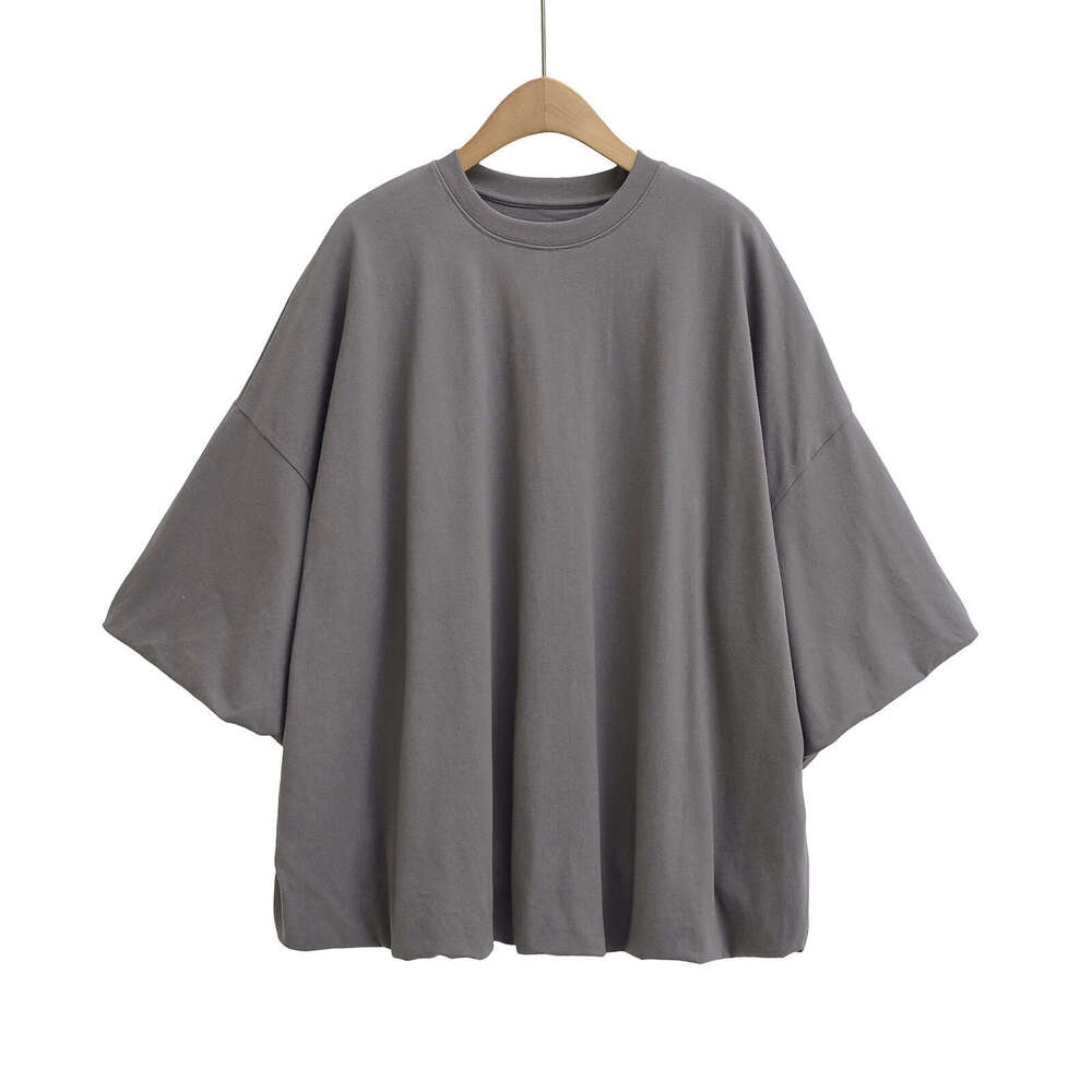 Jennie Same Loose Casual Flower Bud Hem Round Neck Short T-Shirt Women Lazy Style Puff Sleeve Top Ins Trend B5