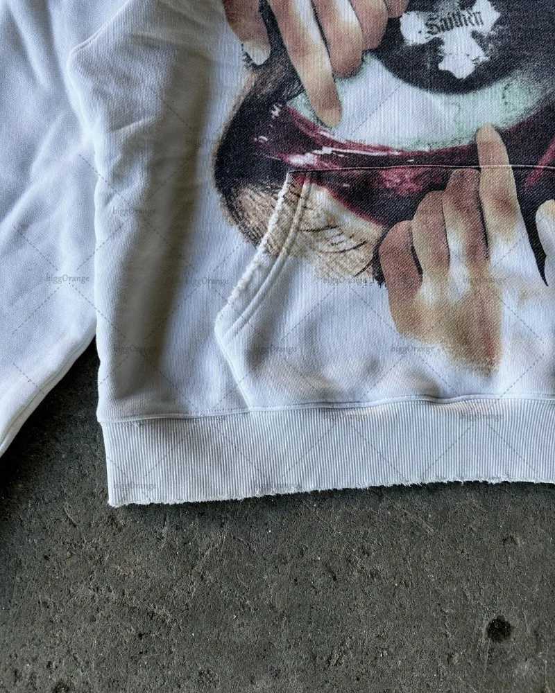 Goth Punk Trend Y2K Streetwear American Retro Pattern Printed Loose Hoodie Men Hip-hop Harajuku Casual Oversized Sweatshirt X250718