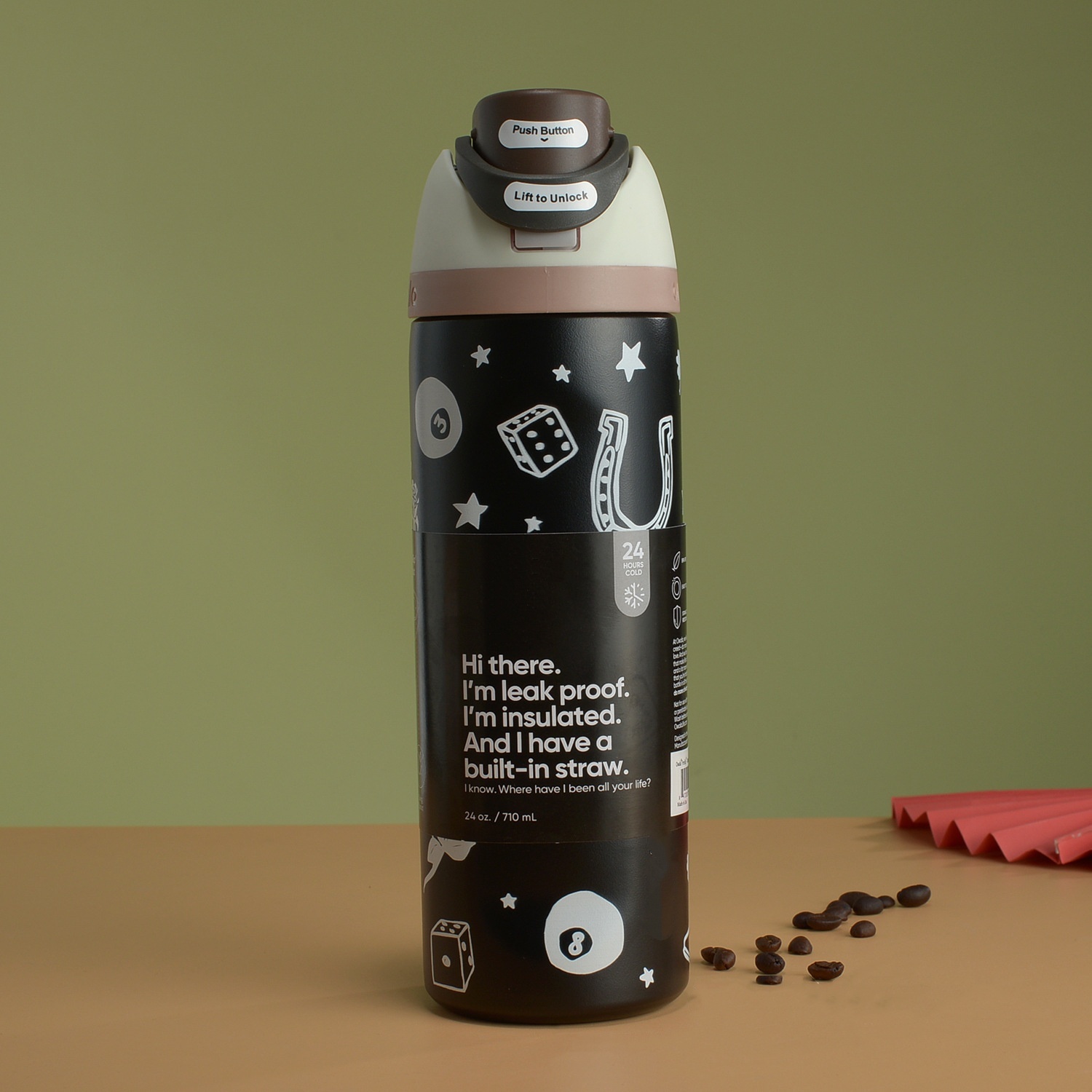 24oz 32oz Water Bottles Cat Cups Vacuum Flasks Sports Water Bottles Drinkware Stainless Steel Tumblers With Flip Straw Thermal Cold Coffee Mugs 0910