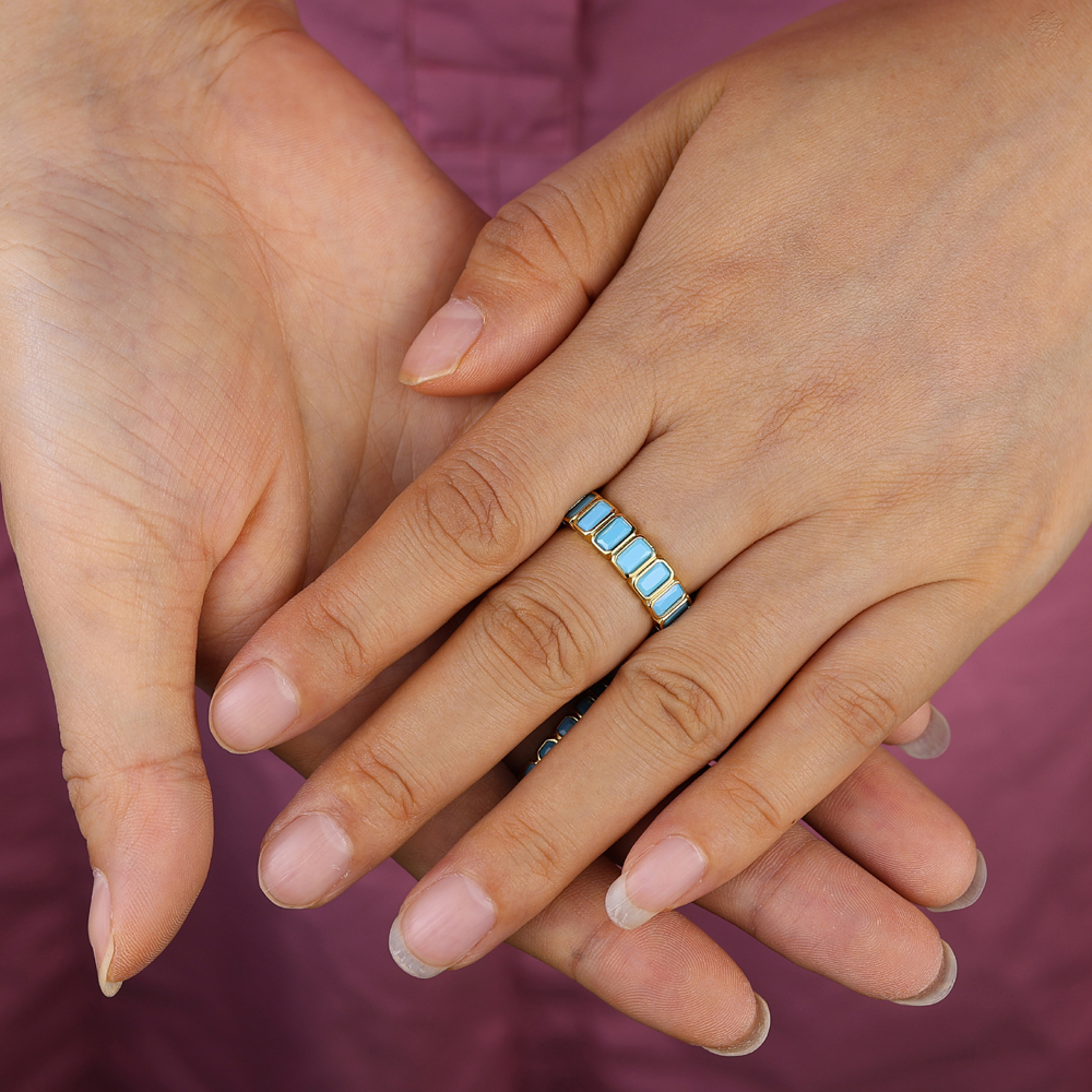 sdzstone 2025 New fashion Gold Color Geometry Turquoises Fashion Finger Ring For Women Minimalist New Wedding Aesthetic Ring Jewelry
