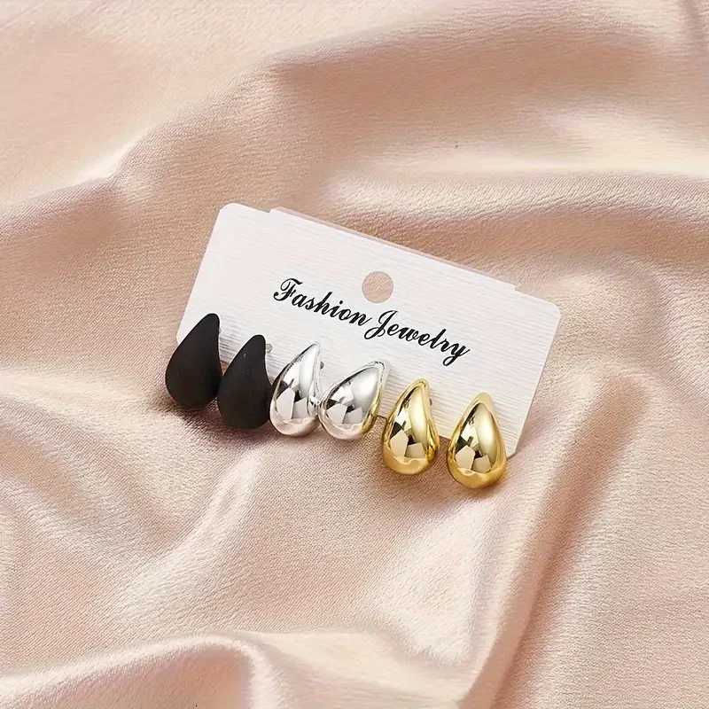 Vintage Elegant Teardrop Stud Earring Set Chic Simple Fashion Lightweight Earrings for Women Daily Wear Party Jewelry Gift 2025 X250718