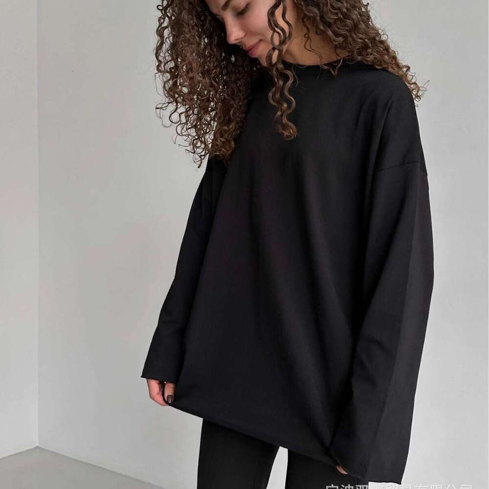 Spring And Autumn New Style Pure Cotton Long Sleeve T-Shirt For Women Handmade Frayed Loose Top 3316 B5