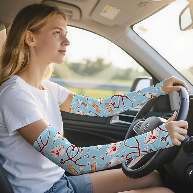 Paisley Purple Floral UV Protection Ice Silk Sunscreen Sleeve, Outdoor Summer Sports