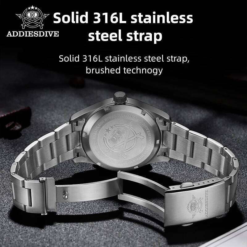 ADDIESDIVE New For Men Sapphire NH35 Automatic 39mm Sunburst Dial Retro Luminous Dress WristWatch 200m Waterproof Watch free shipping