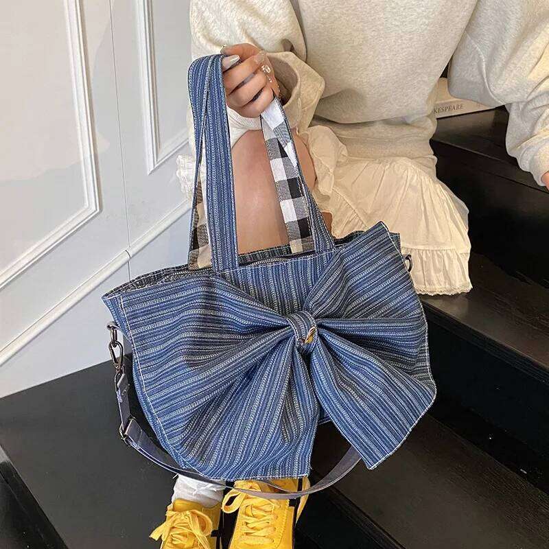 Vintage Women Tote Bags 2025 Elegant Ladies Daily Commute Crossbody Shoulder Bag Aesthetic Designer Large Bow