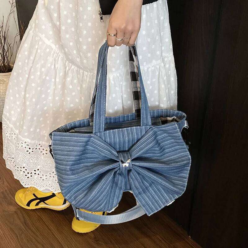 Vintage Women Tote Bags 2025 Elegant Ladies Daily Commute Crossbody Shoulder Bag Aesthetic Designer Large Bow