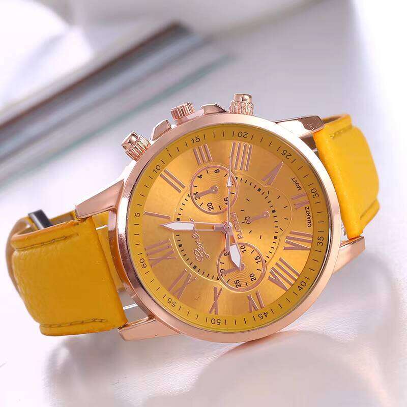Geneva Style Quartz Watch - 40mm PU Leather Strap Fashion Watch for Women (14 Colors) | Minimalist Dress Timepiece