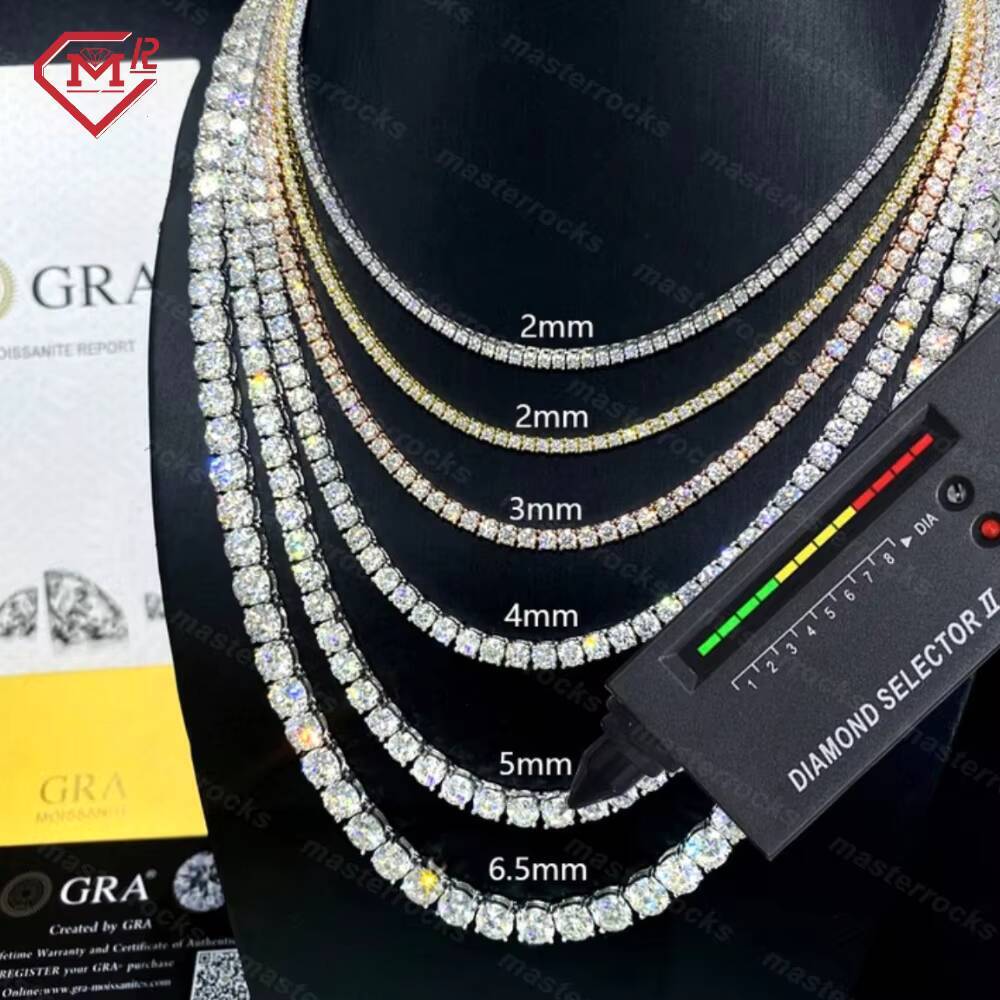 Full Size Moissanite 925 Silver Tennis Necklace Factory Price Iced Out Moissanite Diamond Tennis Chain