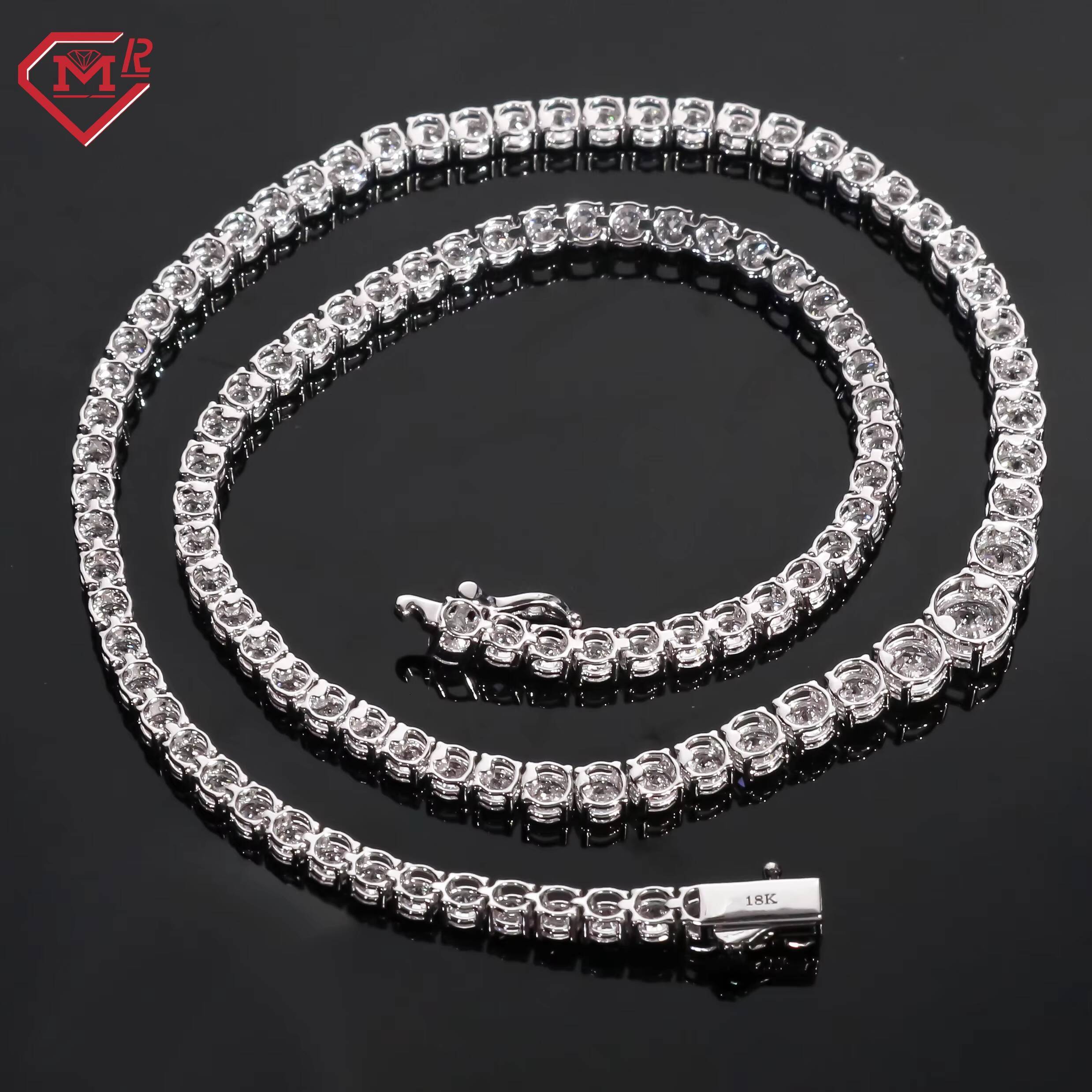 Popular Tennis Chain Necklace Gradual Design Hip Hop 925 Silver VVS Diamond Hiphop Moissanite Tennis Chain