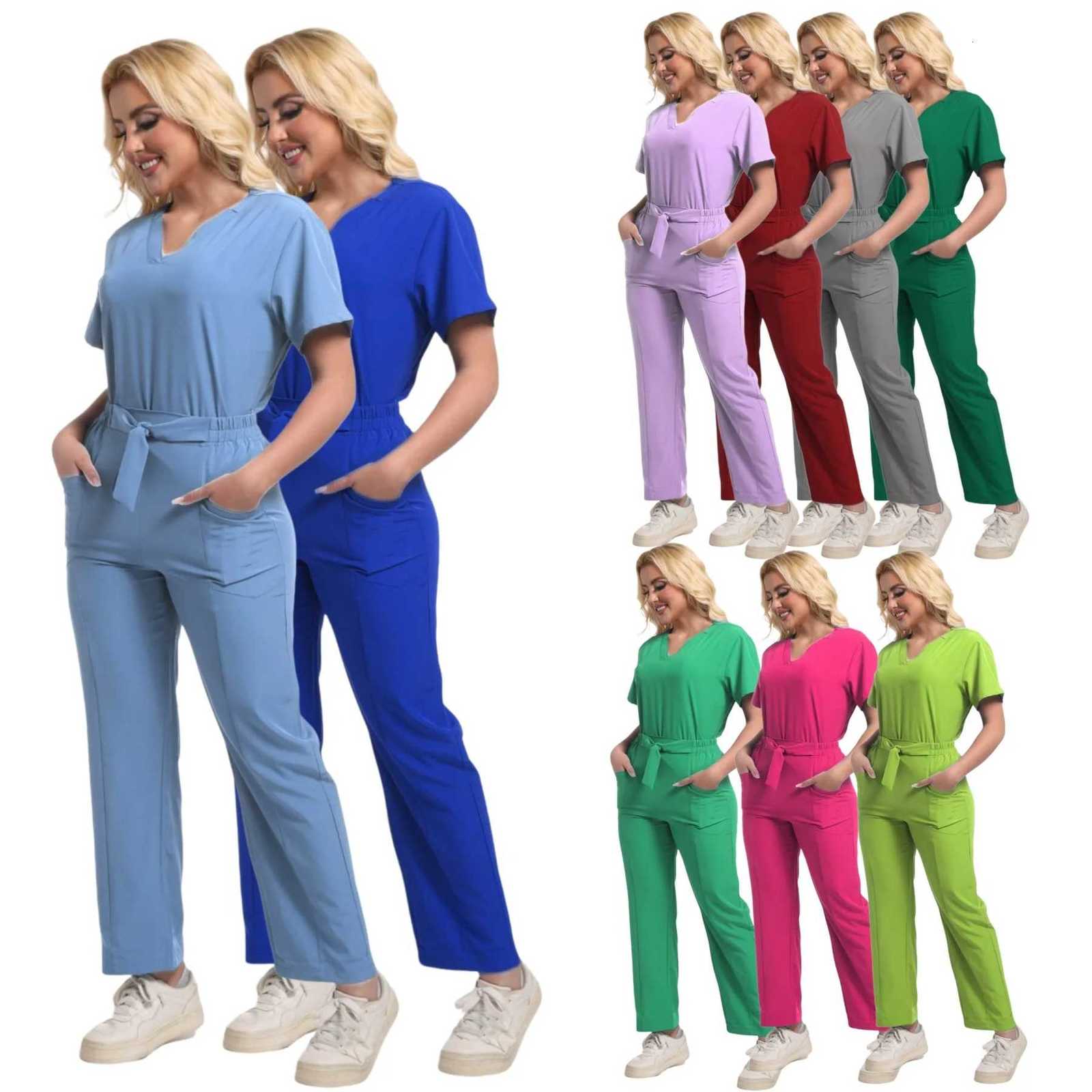 Slim Fit Medical Uniforms Women Scrubs Sets Hospital Dental Clinic Beauty Salon Spa Workwear Clothes Suits Nurses Accessories Z250718