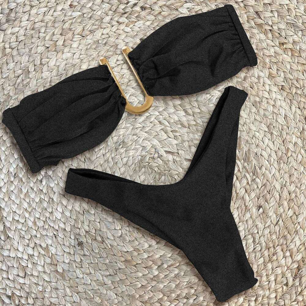 Bandeau Sexy Bikinis Women Swimsuit Push Up Swimwear Shiny Biquini Female Bathing Suits Bikini Set Bodysuit Beachwear