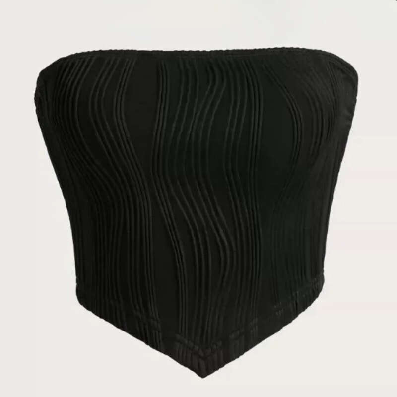 New Summer OL Style Patchwork Slimming Tapered Hem Strapless Vest Women's Fashion B5