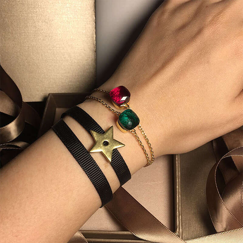 Korean Minimalist INS Style Candy Color Multi-Faceted Crystal Bracelet for Women Personalized Design Hand Jewelry Gift