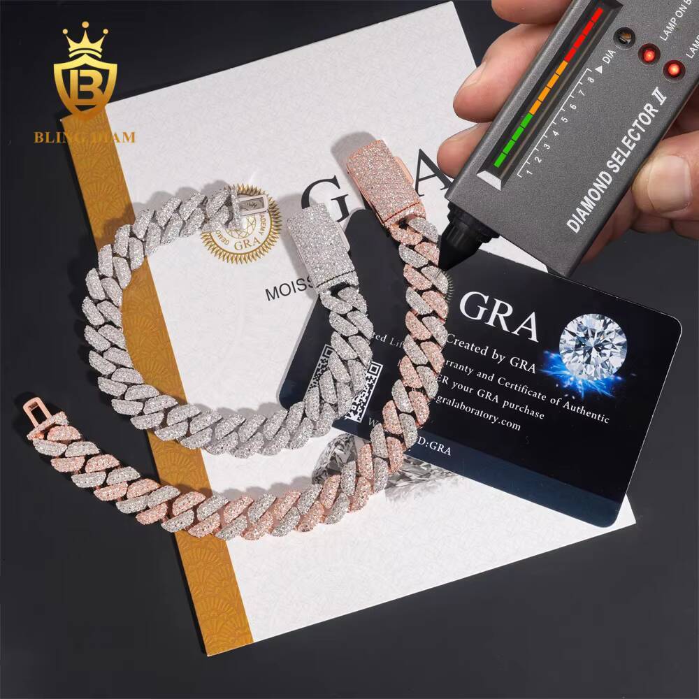 Customized 10MM Hip Hop Jewelry 925 Sterling Silver Moissanite VVS Diamond Cuban Chain Bracelet