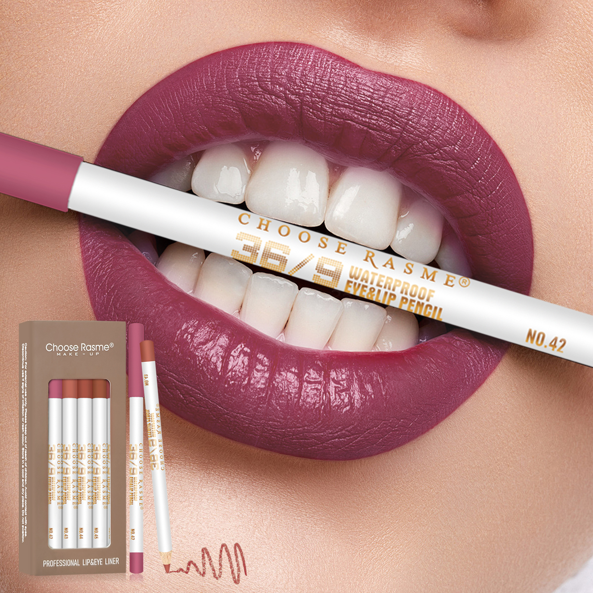 Choose Rasme 12PCS Matte Lip Liner Set - Nude, Rose & Brown Shades, Waterproof Long Lasting Lip Pencils for Lipstick Outline Makeup