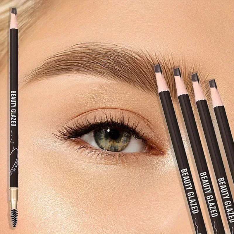 BEAUTY GLAZED 4 Colors Eyebrow Pencil With Brushes Long-lasting Waterproof Brow Pencil Formula Double-head Eyebrow Pencil 250712