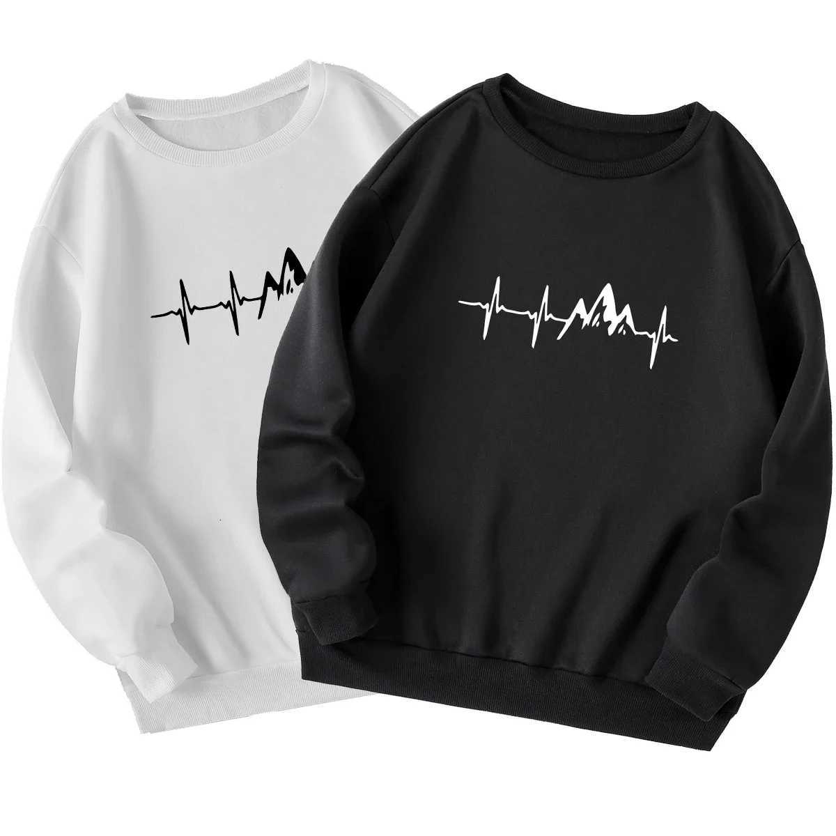 Mens Tracksuit O Neck Pullover Hot Sales Printed Sweatshirt Black White 2 Colors Casual Jogging Versatile Tops Clothing S-4XL XJ250714