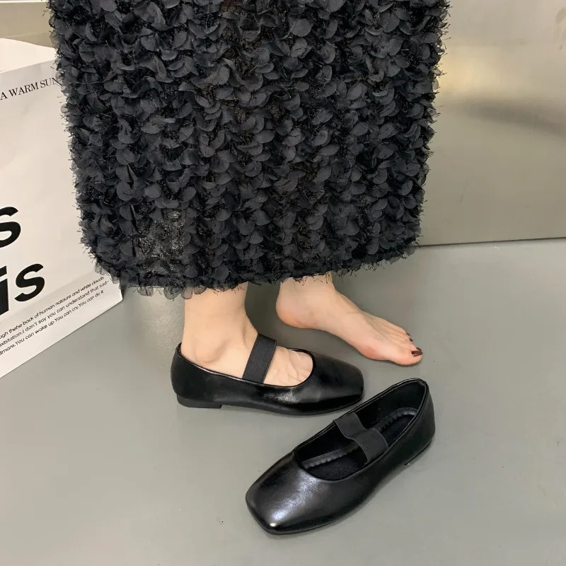 Square Toe Women Flats Shoes Mary Jane Fashion Shallow Elastic Band Spring Autumn Ladies Comfort Soft Sole Shoes 250717