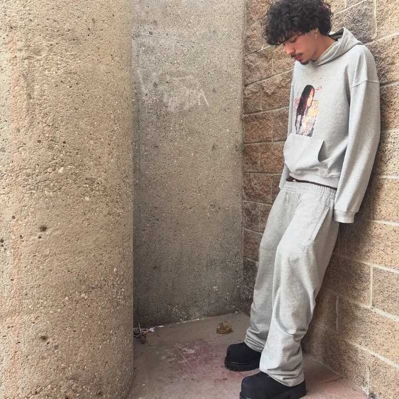 High Street Harajuku Hip-Hop Letter Anime Print Oversized Hoodie Men Y2K Casual Fashion Goth Punk Retro Rock Sweatshirt Women X250718