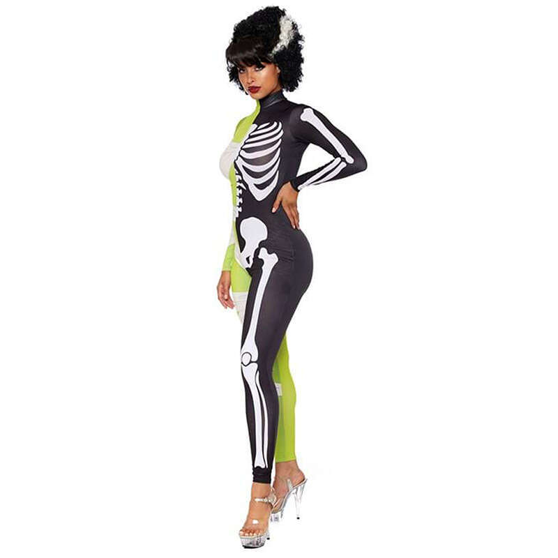 Skeleton Day Of The Dead Unisex Tight-Fitting Role-Playing 3D Digital Printed Jumpsuit Halloween Cosplay B5