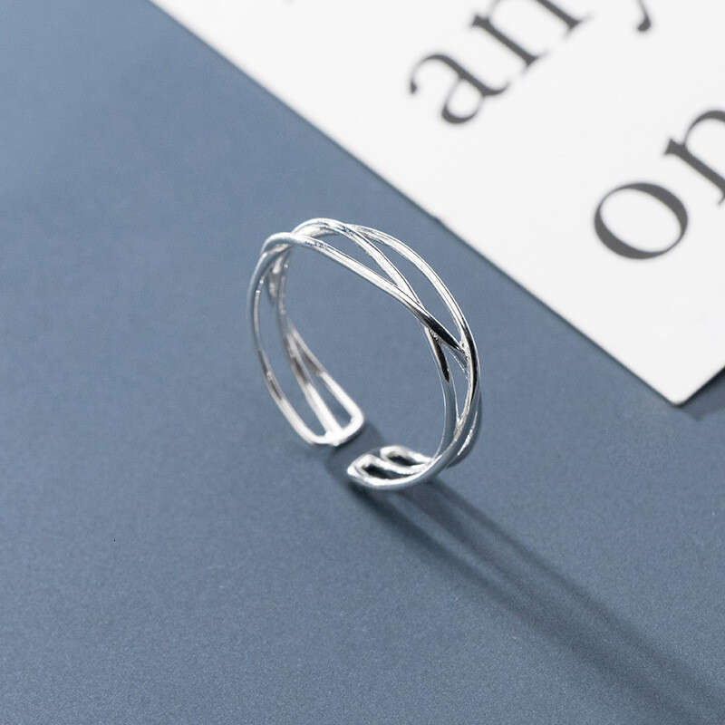 Cross Line Ring for Women, Simple Niche Design, High-End Feel, Japanese and Korean Trendy Fashion, Index Finger Open Ring, Hand Jewelry