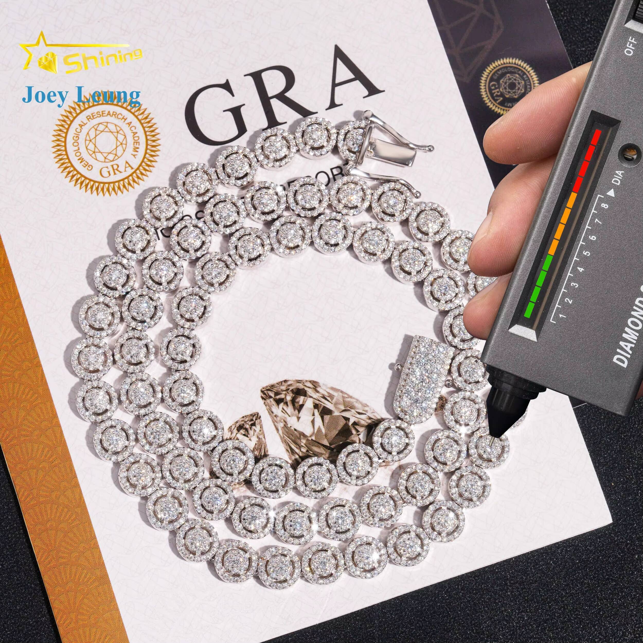 Wholesale Price 8mm Spiked Moissanite Cuban Link Chain 14k Gold Plated 925 Silver Iced Out Vvs Moissanite Necklace Bracelet