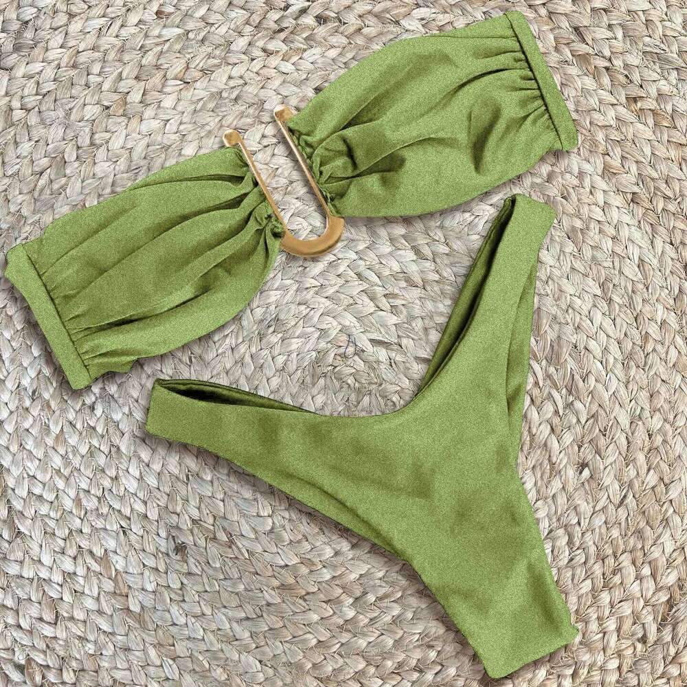 Bandeau Sexy Bikinis Women Swimsuit Push Up Swimwear Shiny Biquini Female Bathing Suits Bikini Set Bodysuit Beachwear