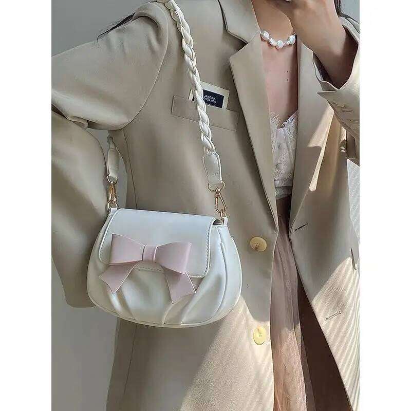 New women's bag designer bow square bag pleated cloud bag soft and soft single shoulder crossbody small bag